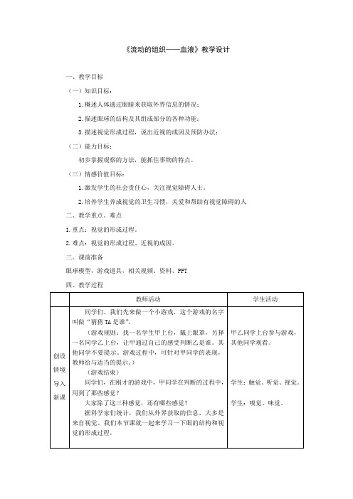 初中生物_第六章第一节人体对外界环境的感知教学设计学情分析教材分析课后反思