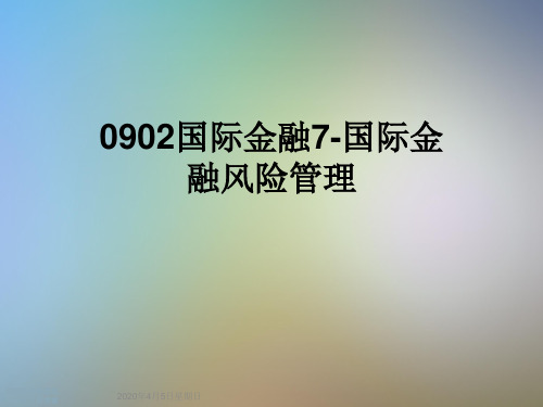 0902国际金融7-国际金融风险管理
