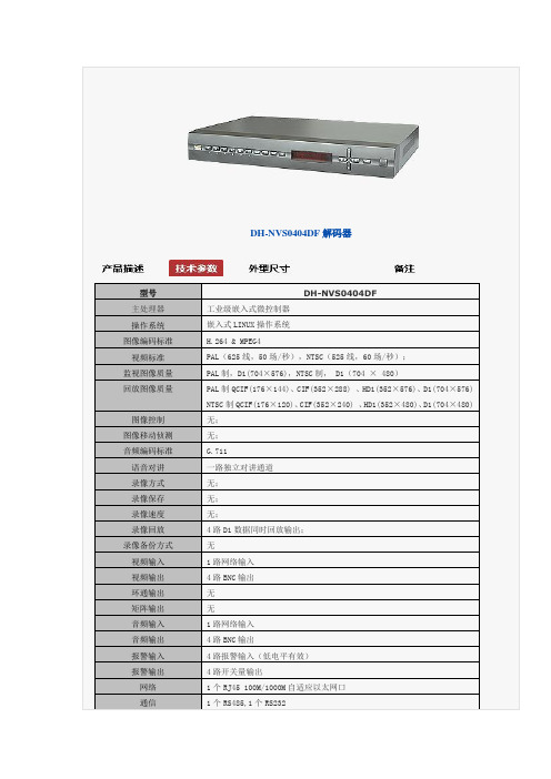 大华视频服务器DH-NVS0404DF解码器