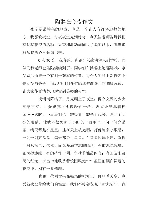 陶醉在今夜作文