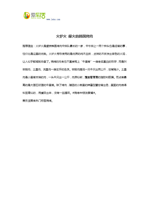 火炉火 爆火的韩国烤肉