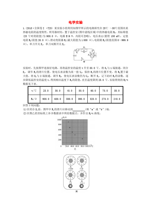 2019届高考物理专题六物理实验电学实验真题汇编