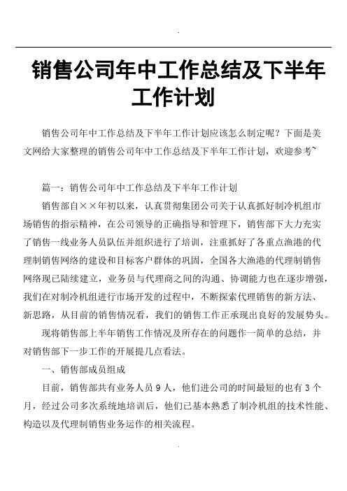 2019年整理销售公司年中工作总结及下半年工作计划.doc