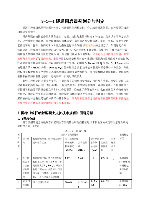 围岩等级划分