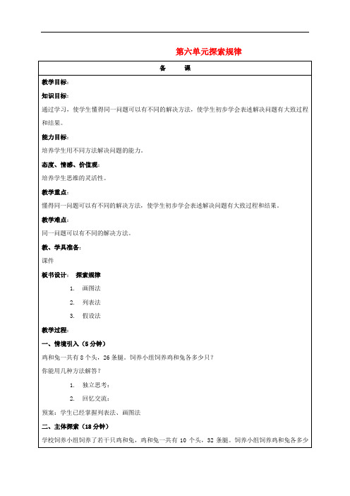 五年级数学上册 第六单元探索规律教案 北京版