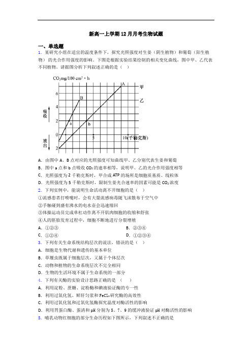 新高一上学期12月月考生物试题