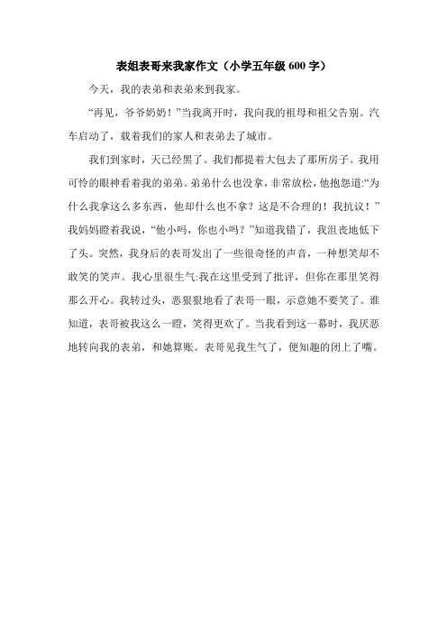 表姐表哥来我家作文(小学五年级600字).doc