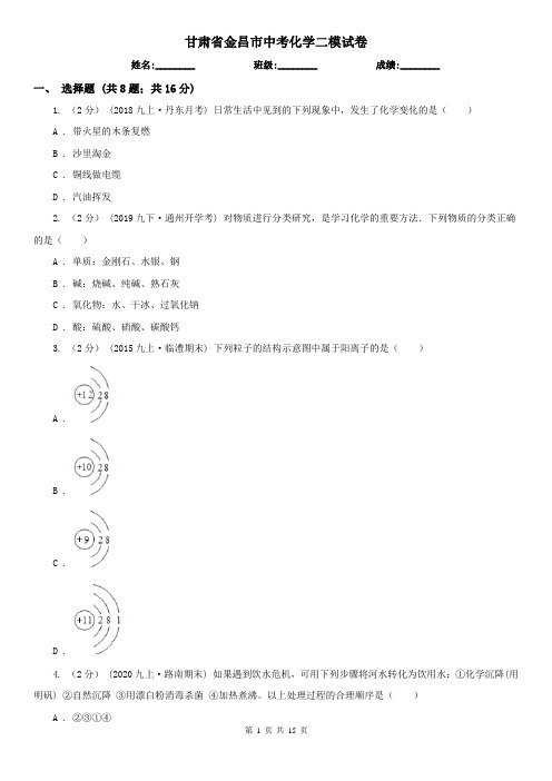 甘肃省金昌市中考化学二模试卷