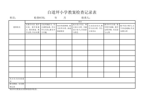 小学作业检查记录表-小学教案检查记录表