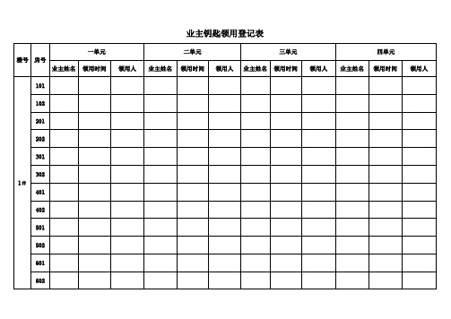交房时业主需填表格
