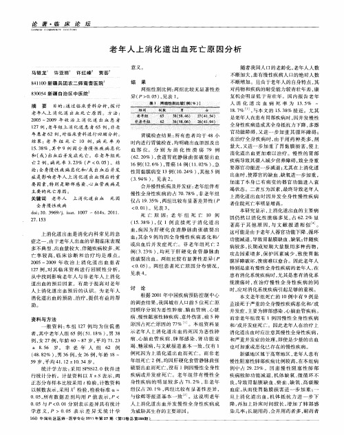 老年人上消化道出血死亡原因分析