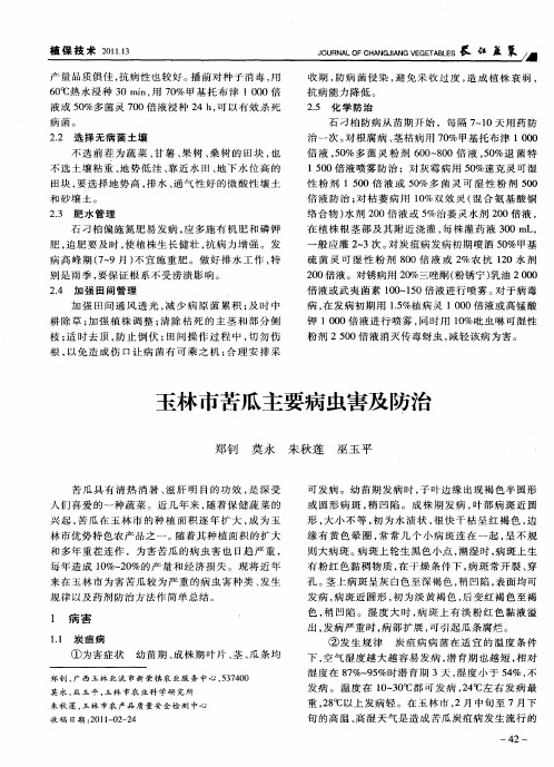 玉林市苦瓜主要病虫害及防治