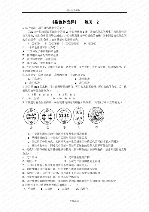 人教版试题试卷染色体变异 练习 2