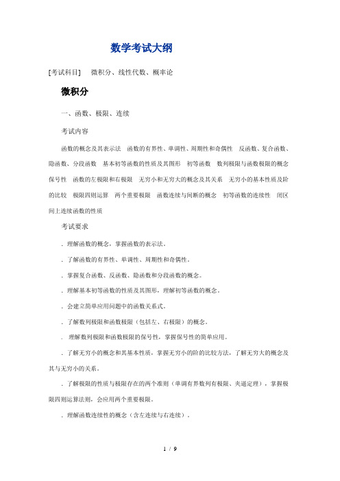 611数学考试大纲