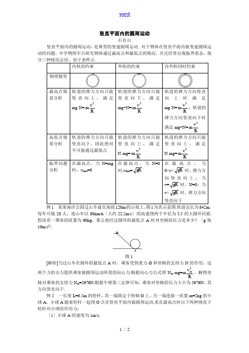 高三物理竖直平面内的圆周运动学法指导