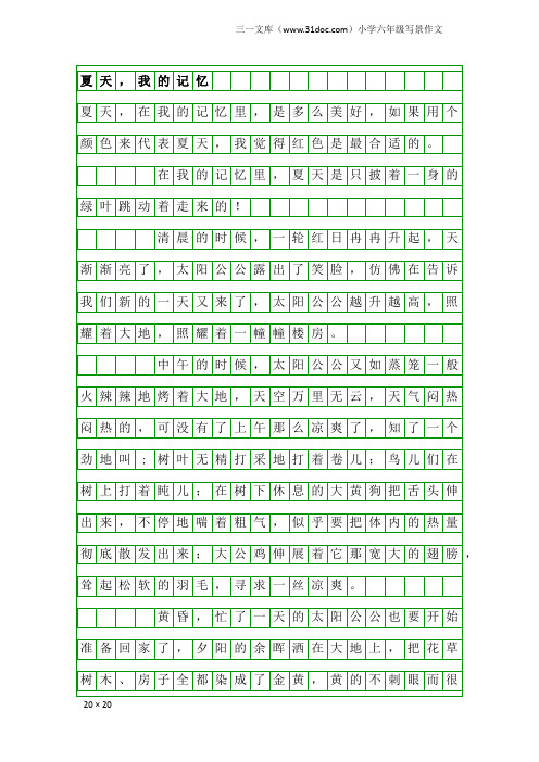 小学六年级写景作文：夏天,我的记忆