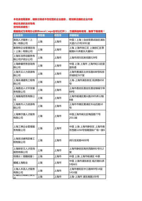 2020新版上海上海市人力资源服务企业公司名录名单黄页联系方式大全665家