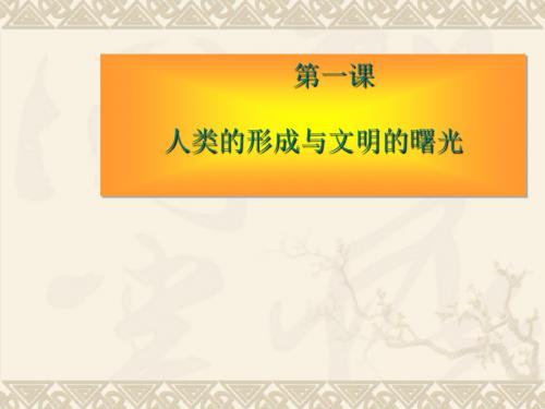 九年级历史人类的形成与文明的曙光(优秀版)