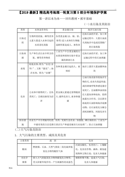 2020高考地理一轮复习第5部分环境保护学案