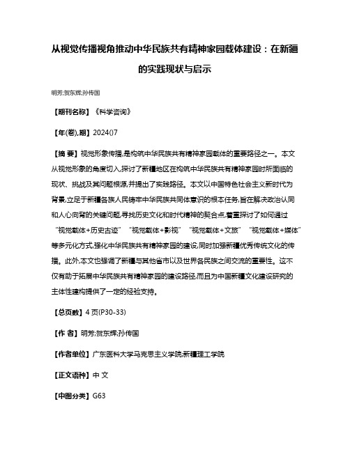 从视觉传播视角推动中华民族共有精神家园载体建设:在新疆的实践现状与启示