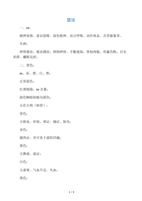 中医四诊摘要
