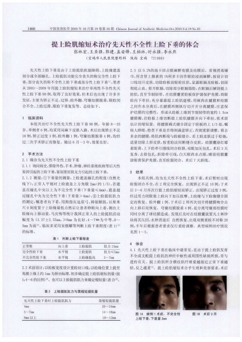 提上睑肌缩短术治疗先天性不全性上睑下垂的体会