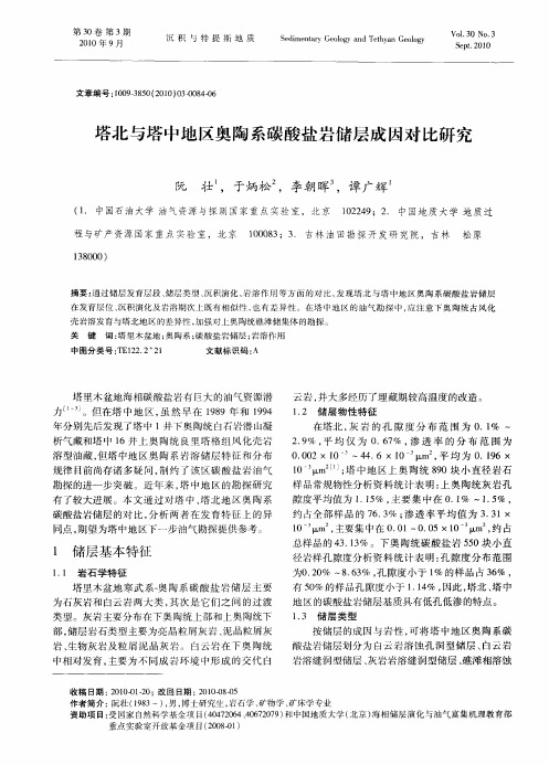 塔北与塔中地区奥陶系碳酸盐岩储层成因对比研究