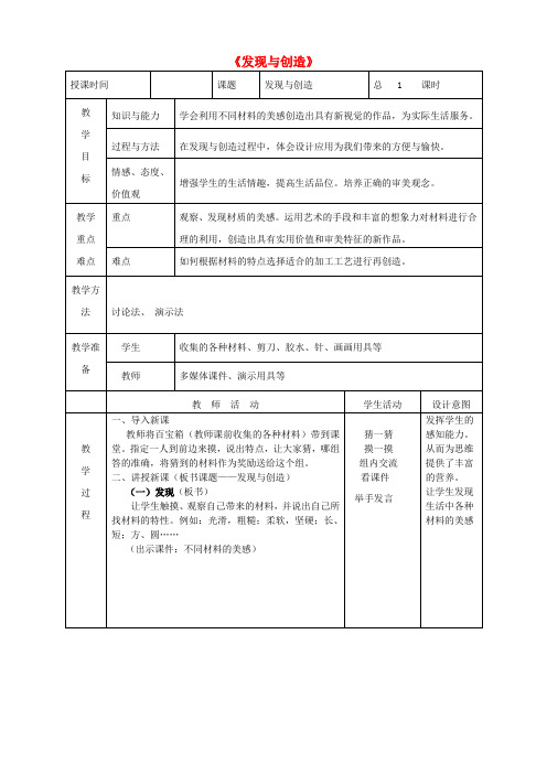 初中美术《发现与创造》教案
