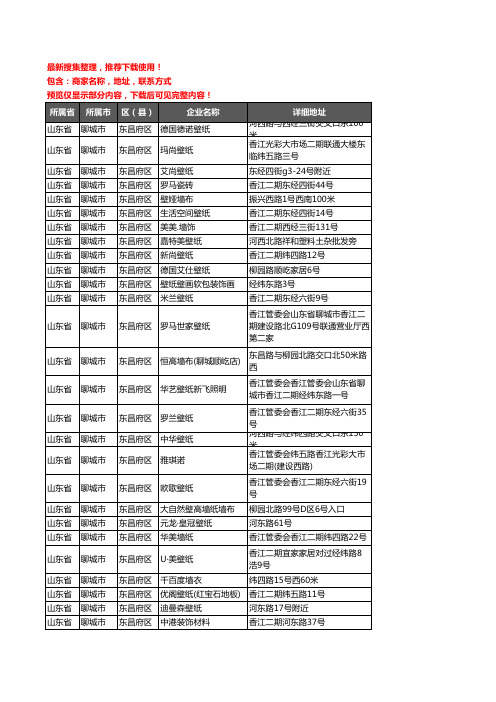 新版山东省聊城市东昌府区墙纸企业公司商家户名录单联系方式地址大全66家