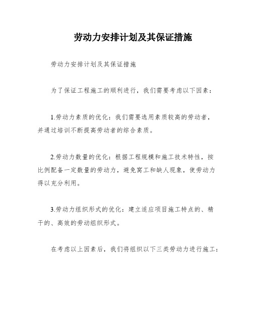 劳动力安排计划及其保证措施