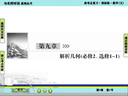 与名师对话 高三文科数学第一轮复习 第九章 解析几何 第一节 直线与方程