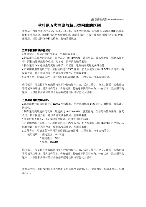 秋叶原五类网线与超五类网线的区别