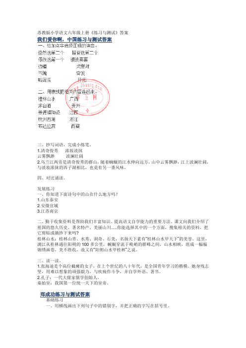 六上练习与测试答案