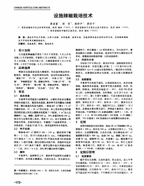 设施辣椒栽培技术