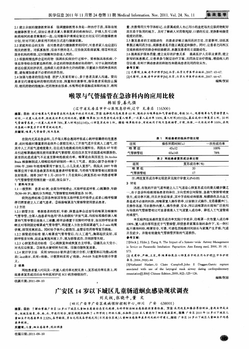 广安区14岁以下城区儿童肠道蛔虫感染现状调查