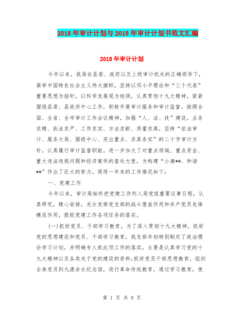 2018年审计计划与2018年审计计划书范文汇编.doc