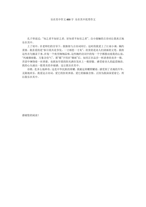 乐在其中作文600字_乐在其中优秀作文