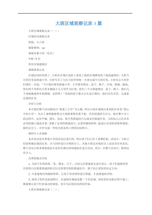大班区域观察记录3篇