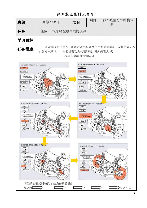 汽车底盘维修工作页