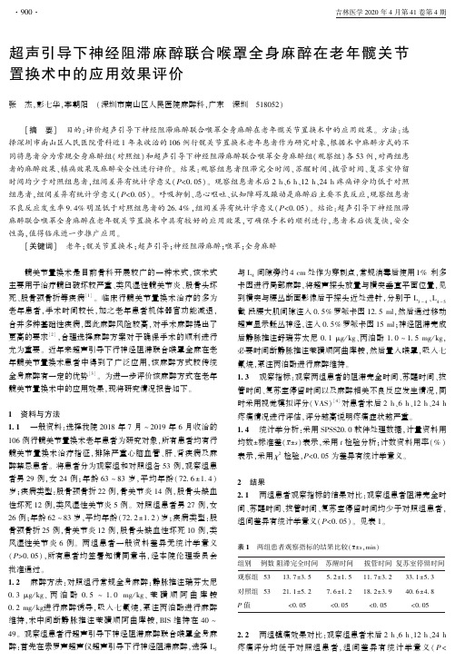 超声引导下神经阻滞麻醉联合喉罩全身麻醉在老年髋关节置换术中的