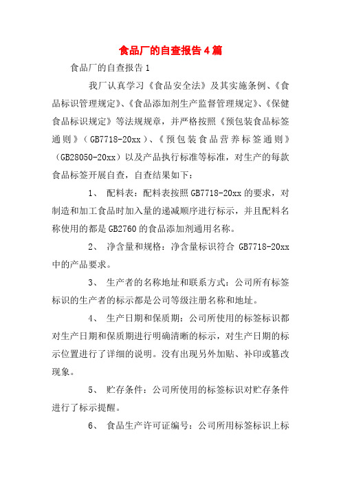 食品厂的自查报告4篇