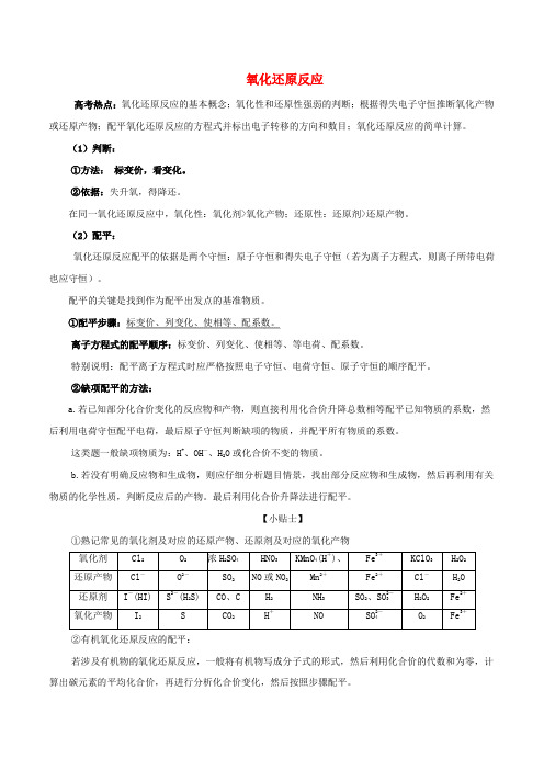 冲刺2019年高考化学复习专题01氧化还原反应(含解析)
