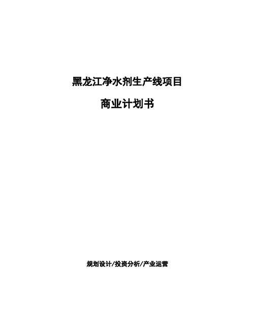黑龙江净水剂生产线项目商业计划书