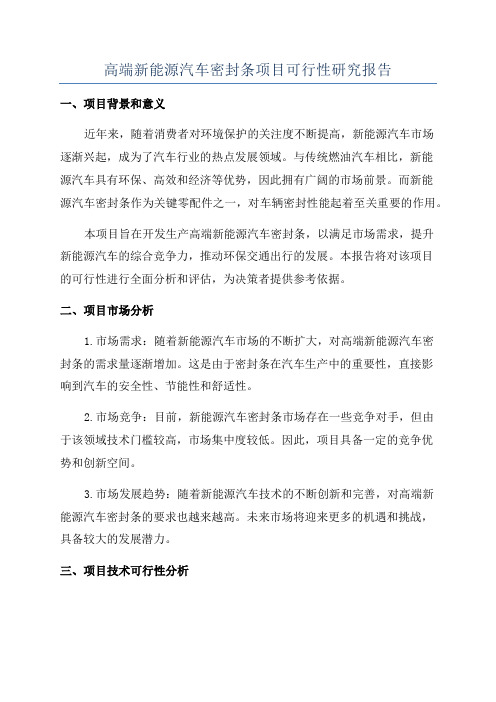 高端新能源汽车密封条项目可行性研究报告