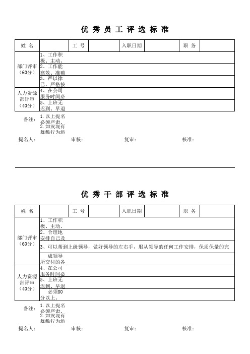 优秀员工评选标准说明