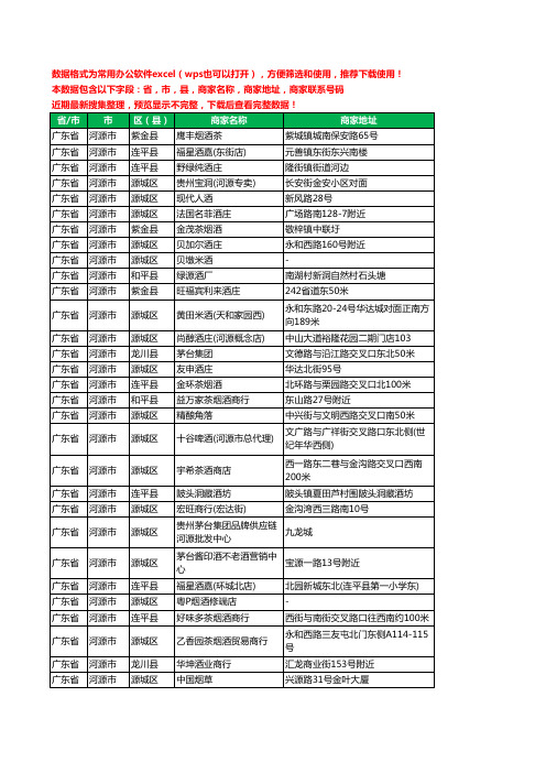 2020新版广东省河源市烟酒工商企业公司商家名录名单黄页联系电话号码地址大全1118家