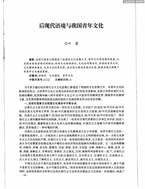 后现代语境与我国青年文化