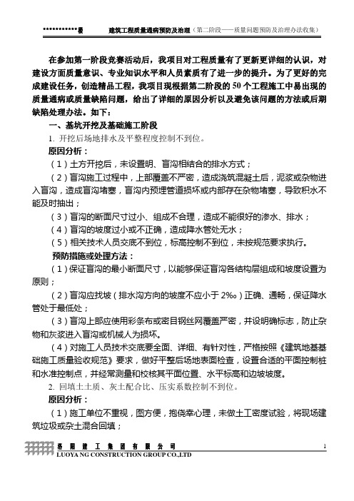 建筑工程质量问题预防及治理办法收集(非常齐全)