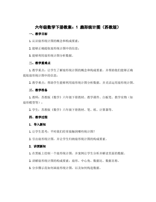 六年级数学下册教案：1扇形统计图(苏教版)