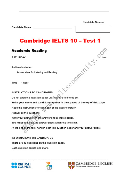 雅思10真题Reading10-TEST1